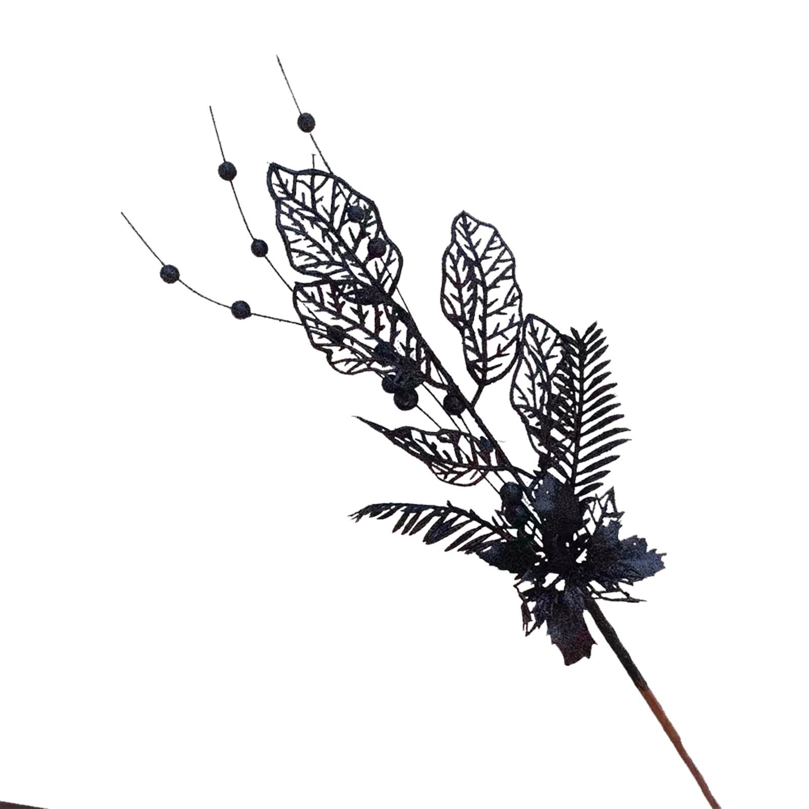 

Прикраса для різдвяної ялинки Золота гілка лілії Домашній декор Різдвяна штучна квітка Листя Ягода Вставна Блискучі Підроблені ягоди Гілки One Size чорний