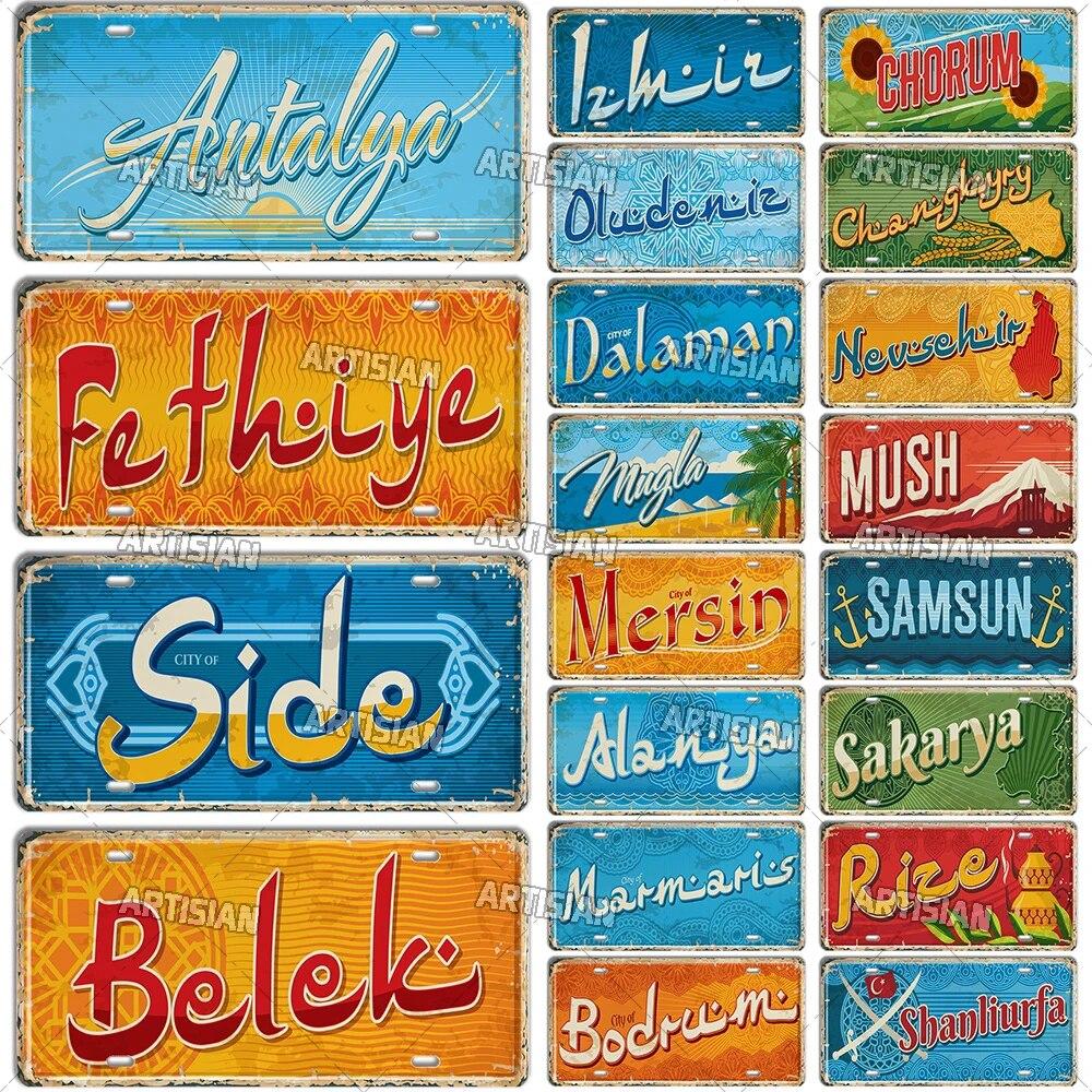 

Турецкий ориентир, номерной знак города Турция, декоративная табличка для автомобиля, металлическая жестяная табличка, настенный декор, гараж, бар, паб, клуб