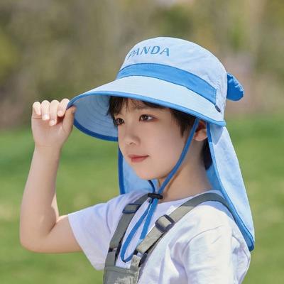 Big Brim Children's Sun Hat Extended Shawl Children Beach Cap Kids Whistle Sunscreen Hat  Baby