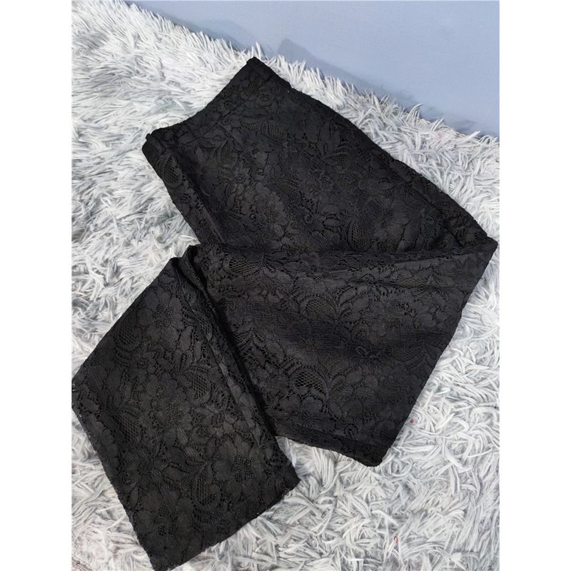 

Export High Premium Black Work Clothing Elegant Lace Crocheted Silk Skinny Pants High Waist Pocket Pants High Pants for Women Black M