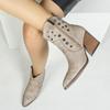 New Style of Chunky Heel Fashion Women's Boots with Pointed Toe and Rivet Zipper High Heel Western Boots