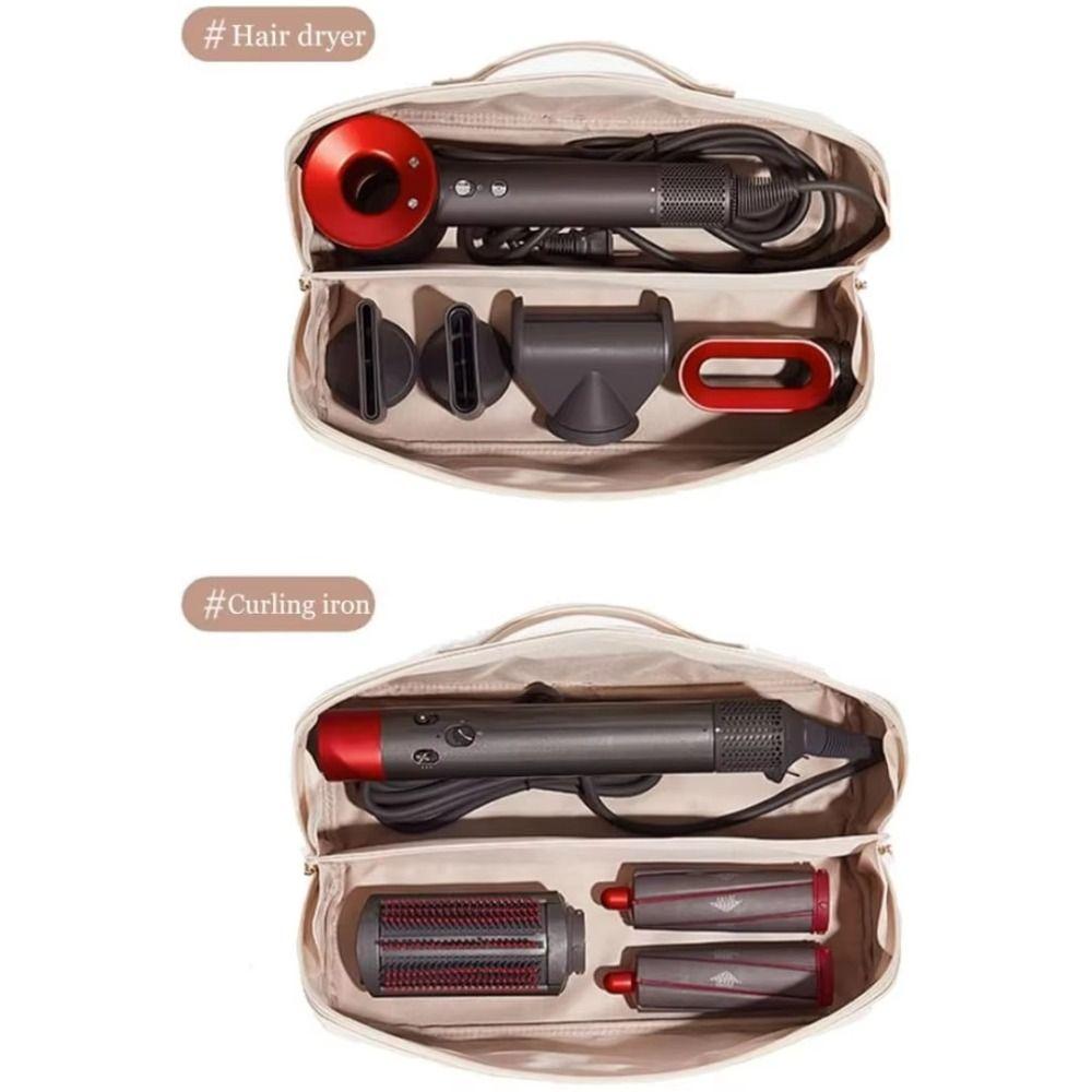 Dustproof Hair Dryer Carrying Case Double Layer Compartments Organizer Hair Curler Storage Bag Large Capacity Zipper
