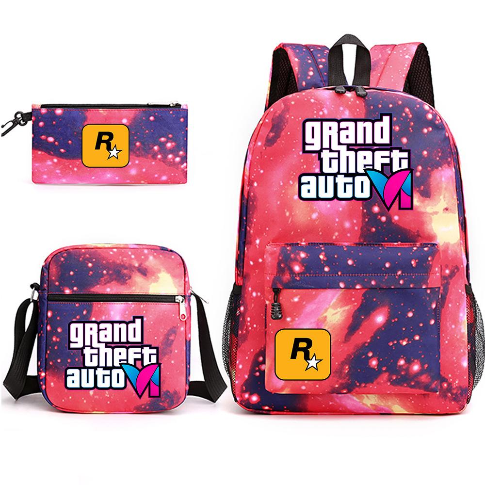 Grand Theft Auto Spel Merchandise Mode Student Schooltas Rugzak Schouder Etui 3-Delige Set