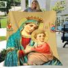 Jesus Jungfrau Maria Prayer Blanket- Lightweight Flannel Throw for Sofa ,Digital Printed Blanket with Soft & Worm Flannel Fabric