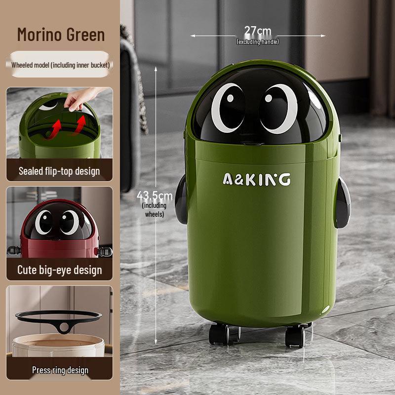 2026 High-End Large Capacity Trash Can with Wheels & Flip Lid for Living Room/Bedroom