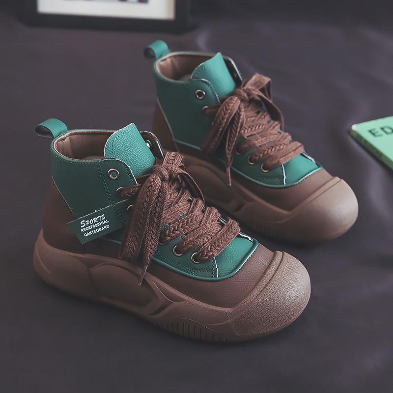 

Женские европейские ретро-ботинки Martin - осенняя кожа, уродливо-милый дизайн с большой головой, модные, дышащие, повседневная обувь (YYT-T39) 35 зелёный