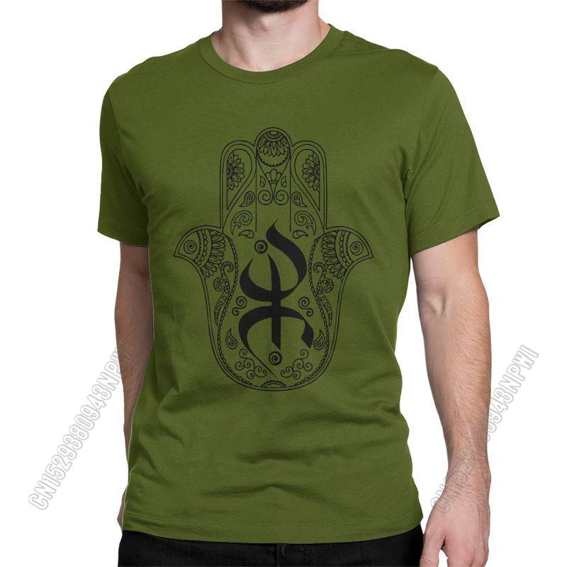 Unisexs TShirt Khamsa Amazigh Berber With Yaz Patterns Pure Cotton Tees Stylish Chic Symbol Of Luck T Shirts Crewneck Tops