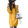 Bianco Rosa Donna Inverno Lento Abito Maglione Lunghezza Ginocchio Abito Manica Lunga Autunno Collo Alto Caldo Lavorato a Maglia Casual