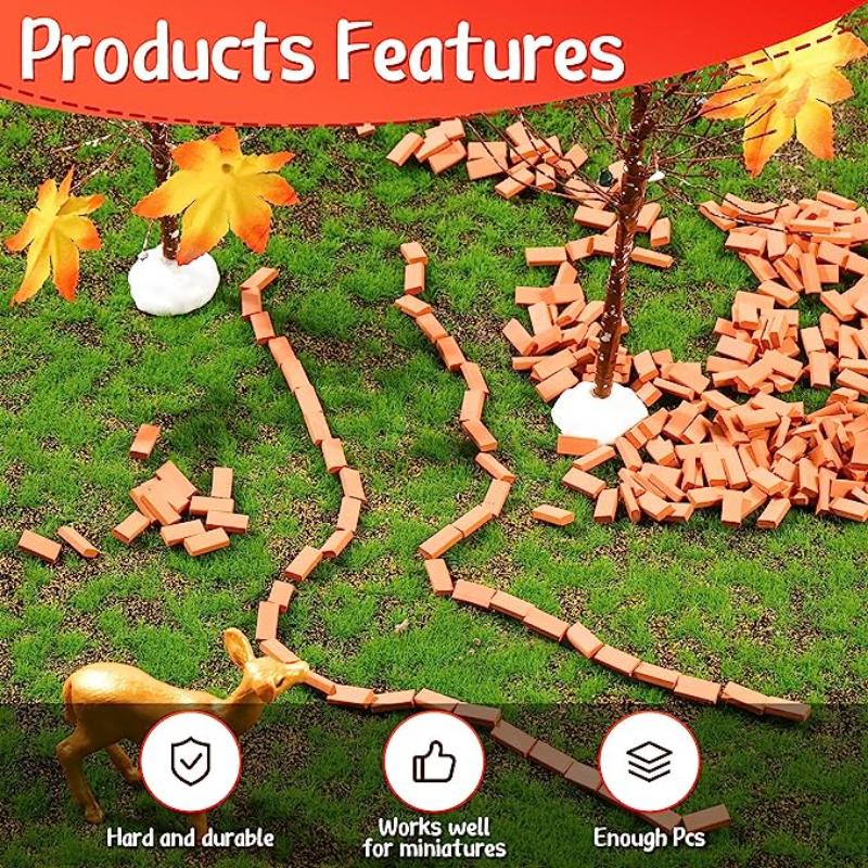 50pcs 1:16 Real Mini Bricks Model, Miniature Figurine Landscaping Accessories, DIY Fake Bricks Toy For Fairy Garden Building