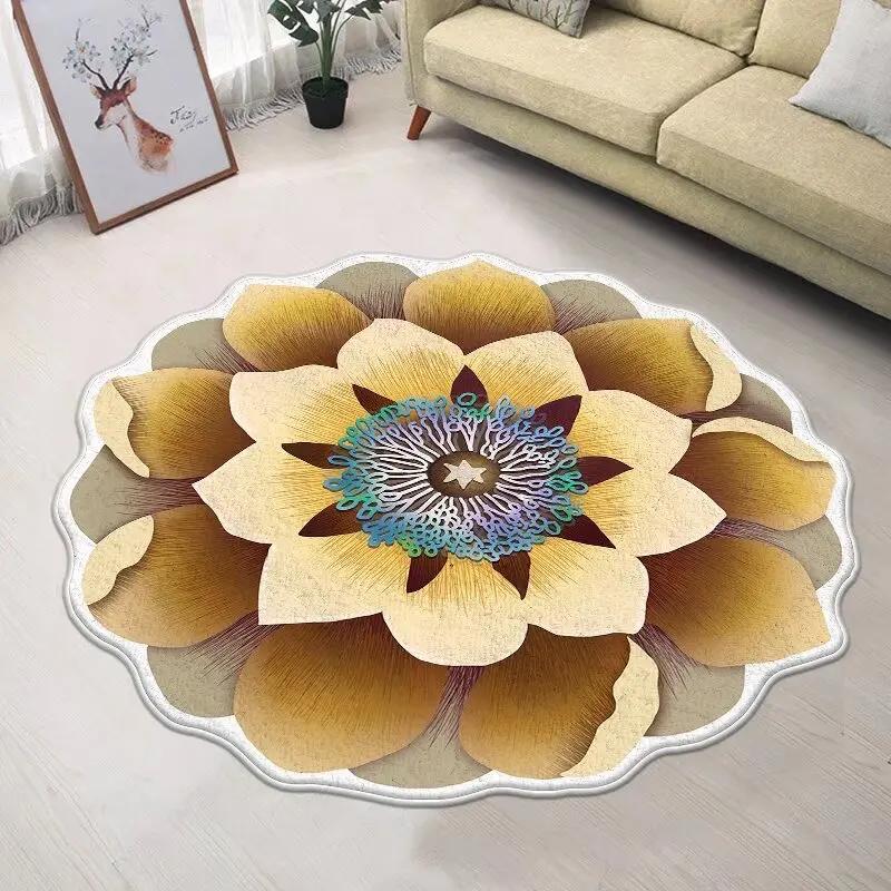 Nordische rutschfeste Matte Wohnzimmer Heimdekoration Blumenform Teppich Große Fläche Runder Flur Teppich Unregelmäßige Teppiche für Schlafzimmer