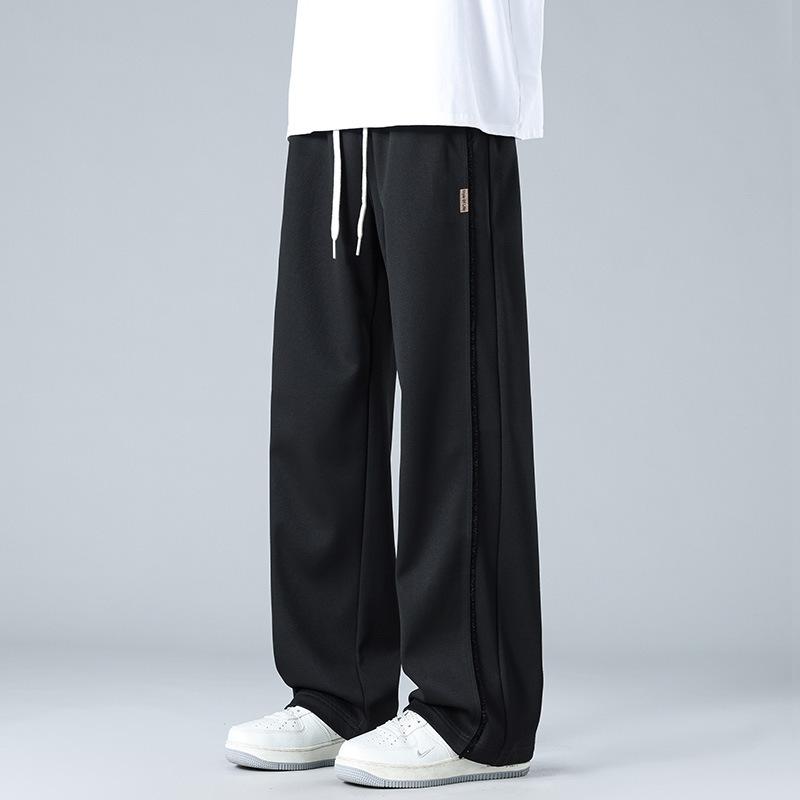 Trendy Sporty Sweatpants for Men, American Retro Straight-leg Casual Long Pants, Basic Style, Versatile Wide-leg Pants