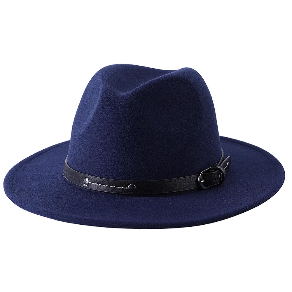 1Pc Fashion Wool Fedora Hat Men Autumn Winter Wide Brim Jazz Cap Imitation Woolen Women Church Felt British Hat