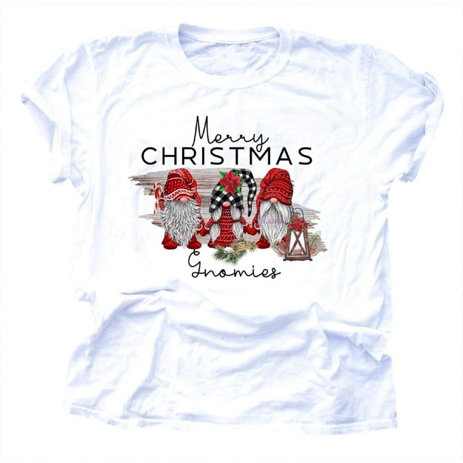 Christmas Shirts for Women Funny Print Womens Christmas Tshirts Clothes Tops S