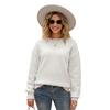 Women Sweater Tops Round Neck Long Sleeve Ribbed Hem Cuff Knitting Tops with Back Bow Decor Solid Color Knitwear