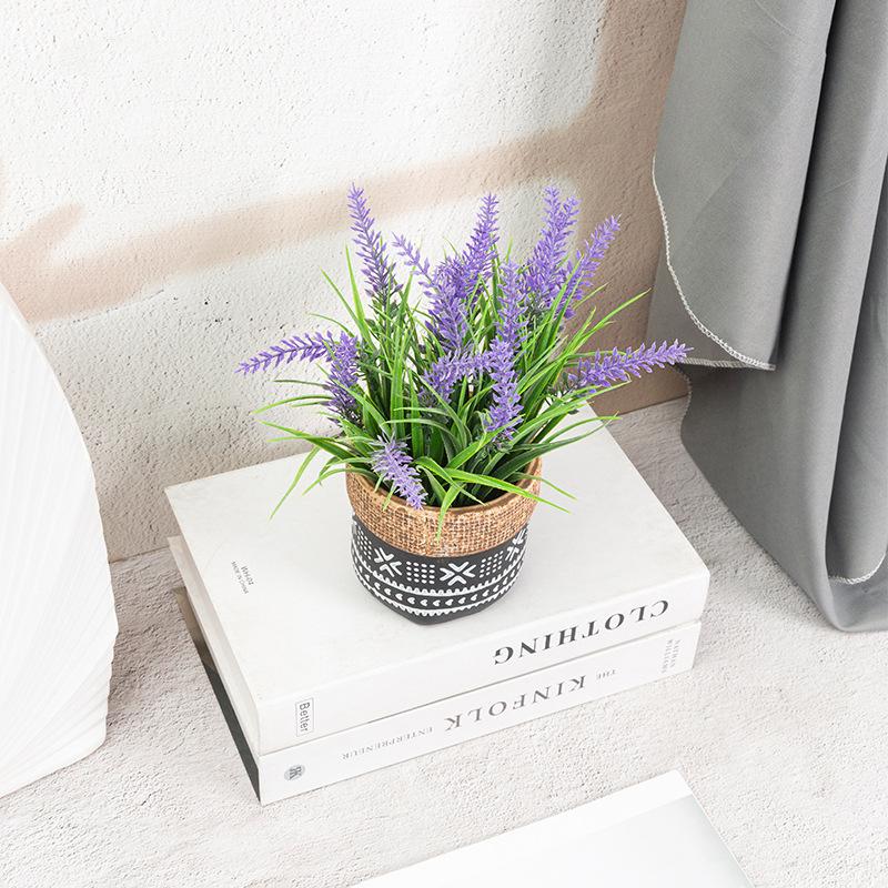 Artificial Plant Potted Plant Simulation Lavender Desktop Office Decoration Ornament Artificial Fake Flower Lavender Decorative Potted Plant