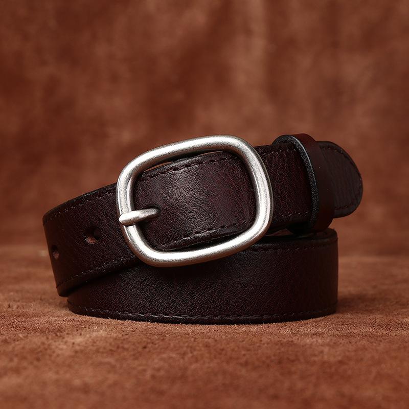 Cowhide Women's Genuine Leather Pure Pin Buckle Belt Trendy Wild Women's Internet Celebrity Jeans Belt Women