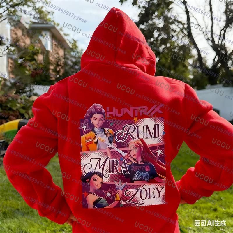 

2026 Movie KPop Demon Hunters Cartoon Girls Boys Hoodies Autumn Winter Fashion Casual Sport Pullover Tops Casual Cosplay Hoodies 3XL