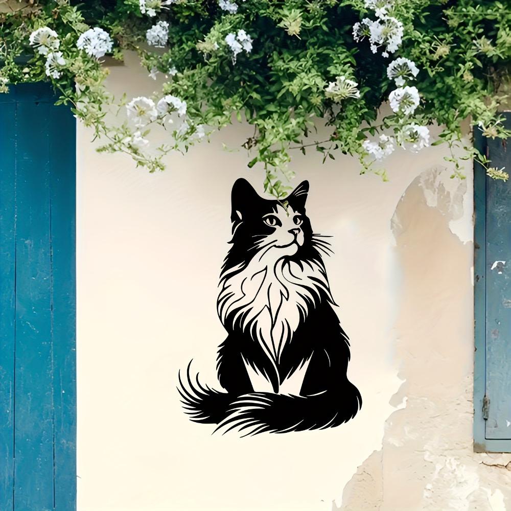 Black Cat Metal Wall Art Sculpture Modern Home Decor Cat Cafe Gift