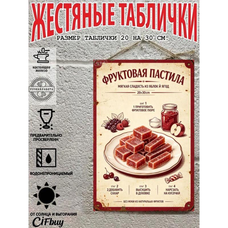 Metal Wall Sign with Home Recipes Design for Kitchen Decor, 20x30cm