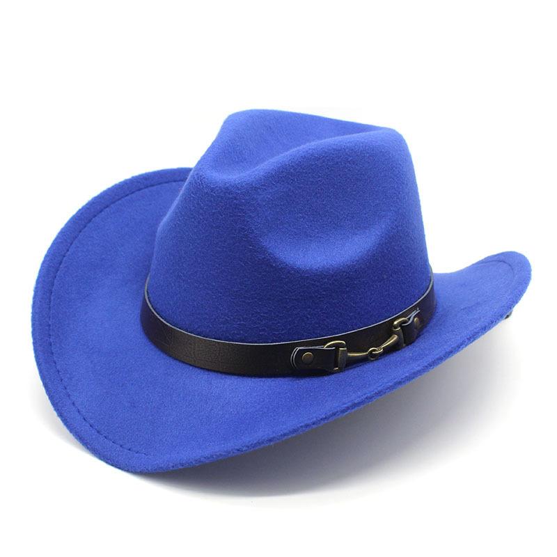 Popular Belt Buckle Big Edge Crimped Top Hat, Western Cowboy Hat, Woolen Felt Hat, Jazz Hat Czy-222