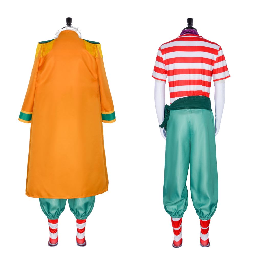 Buggy the Clown Cosplay Set with Hat and Stage Outfit for School and Cultural Festivals Costume, One-Piece Wig, Christmas, Halloween, Events, Year-End