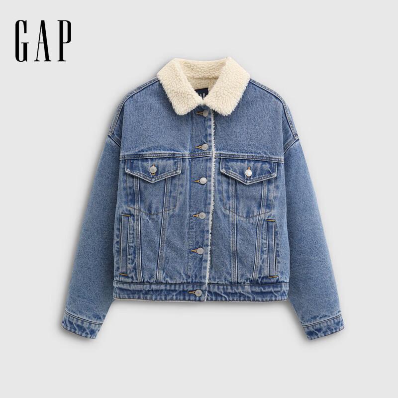 

Gap Women s Logo Faux Shearling Denim Jacket L