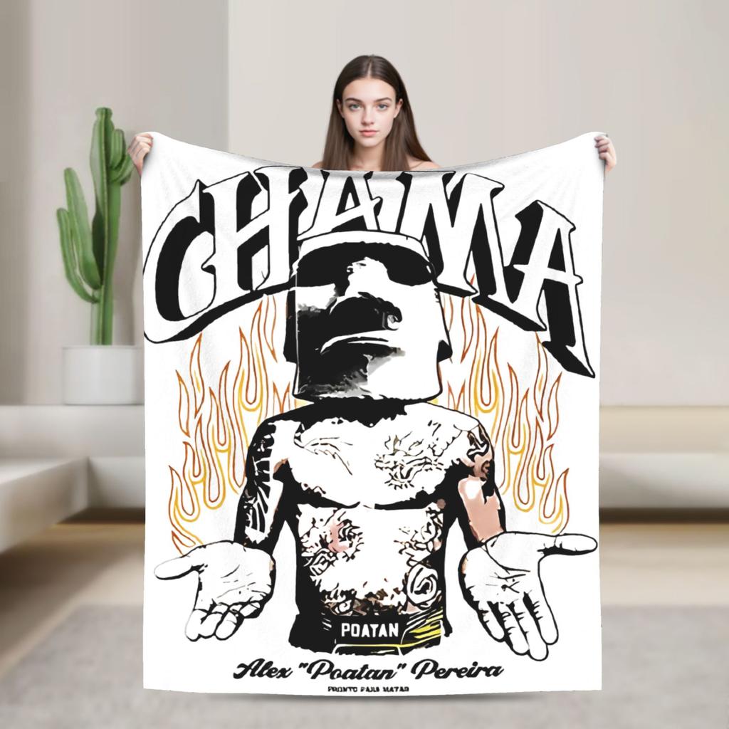 Chama Poatan Alex Pereira Fashion Blanket Cover Fighting Boxing Flannel Throw Fashion Blankets Home Couch Lightweight Bedspreads Multifuncti