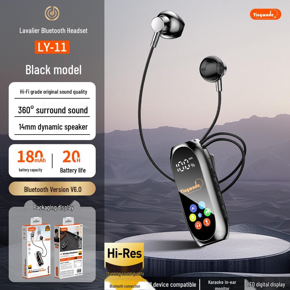 High-Quality Clip-on Bluetooth Earphones with Long Battery, Noise Reduction, and Clear Calls for Wireless Sports