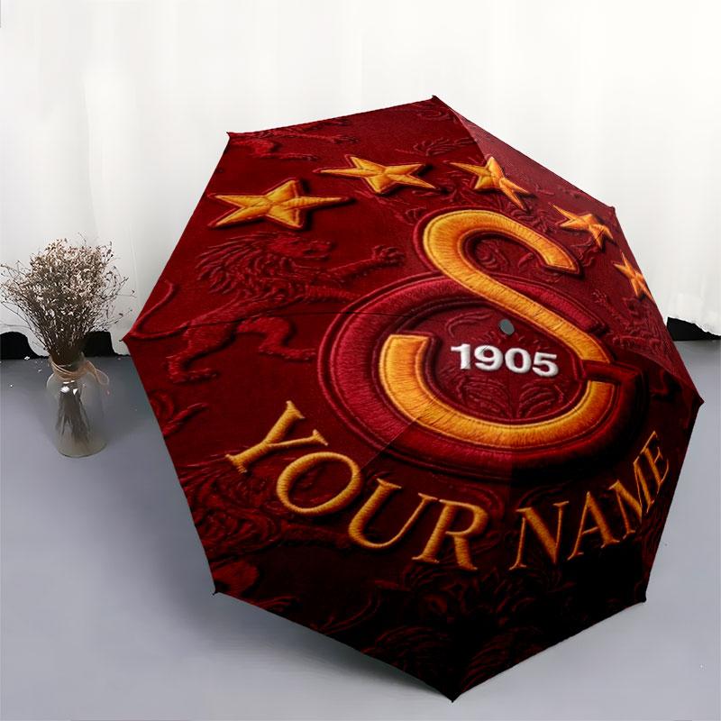 1 PC Automatic Folding Umbrella - Galatasaray S Custom Name Pattern, Portable & Foldable Design with 8 Ribs, Christmas Birthday Gifts