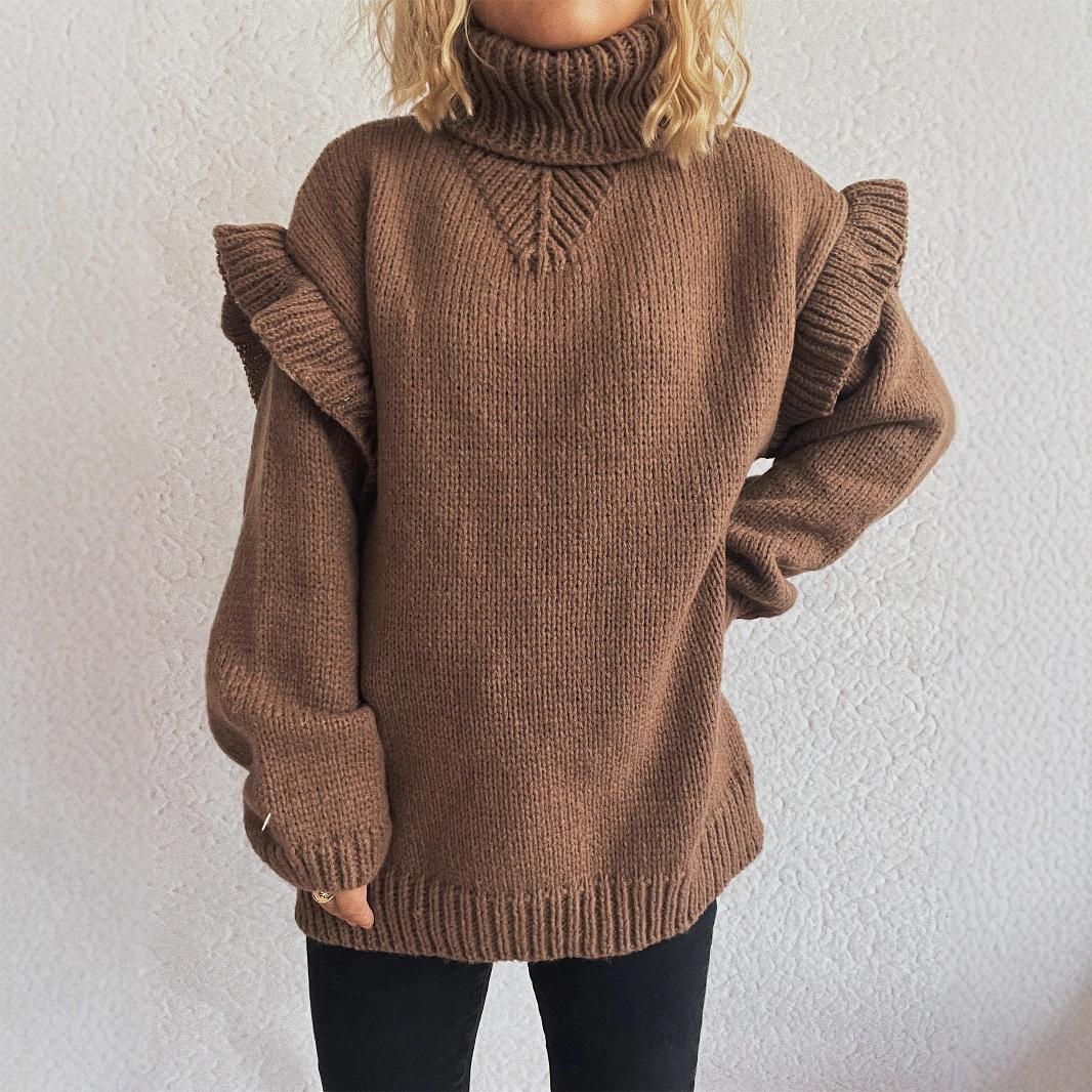 Sueter Mujer 2025 Korean Version New Solid Color Women Sweater High Neck Casual Knitted Top Street Style Chic Pullover CR4373 S