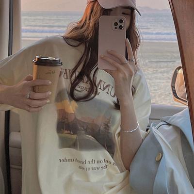 Damska koszulka oversize z nadrukiem kobiet Kawaii z krótkim rękawem moda lato zabawna dziewczyna ubrania hip-hopowe