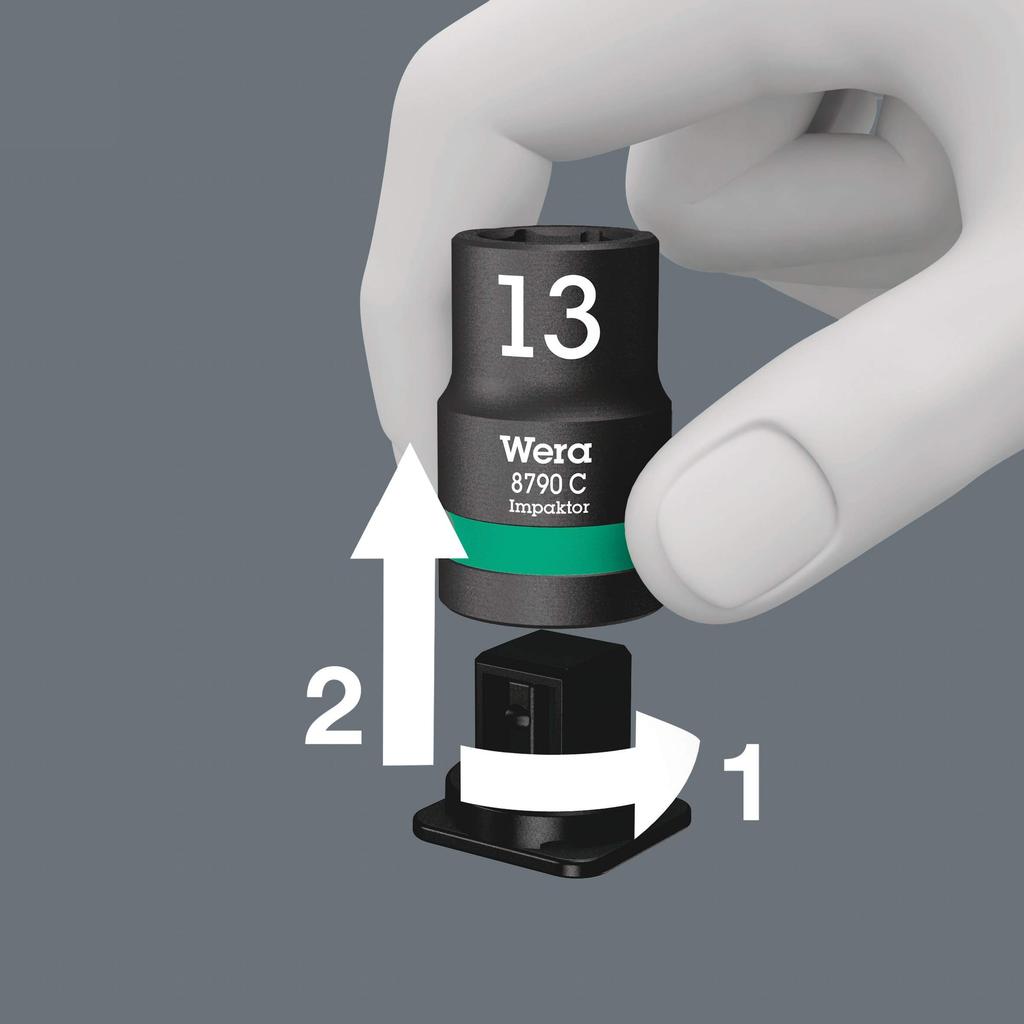 WERA Drive Hex Impact Socket Set with 004580 9-Piece 1/2" Holder,