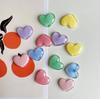 6pcs Colorful Heart Shaped Fridge Magnets Set Glitter Resin Refrigerator Stickers Cute Decor for Kitchen Whiteboard Photo Wall