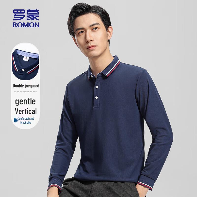 ROMON Men s Colorblock Jacquard Long-Sleeve T-Shirt L