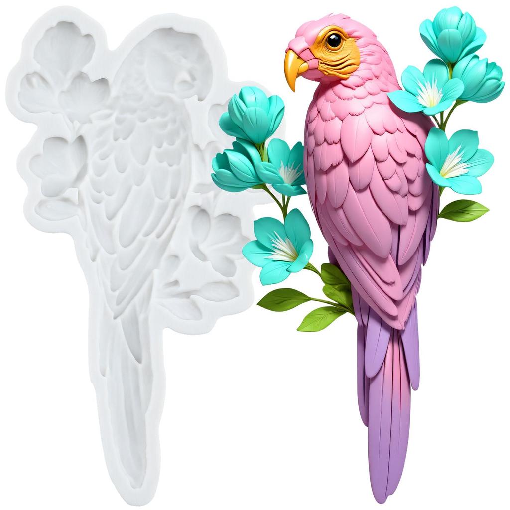 Parrot Silicone Mold Bird Fondant Molds Cake Decorating Tools Cupcake Topper Candy Resin Clay Chocolate Gumpaste Mold