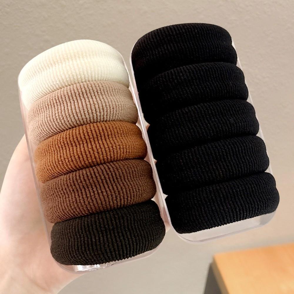 5PCS New Mix Color Hair Ties High Elasticity Styling Decoration Scrunchies Bold Thickened Ponytail Holder for Women Girls