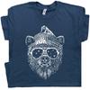 Schnee Ski Bär T-Shirt Grizzlybär mit Sonnenbrille T-Shirt Berg Retro Grafik