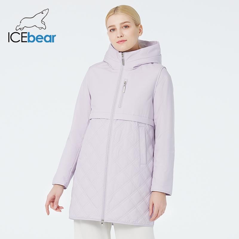 

ICEbear 2023 новое женское пальто ветрозащитное свободное весеннее женское пальто со множеством карманов однотонная теплая легкая хлопковая парка GWC3659I