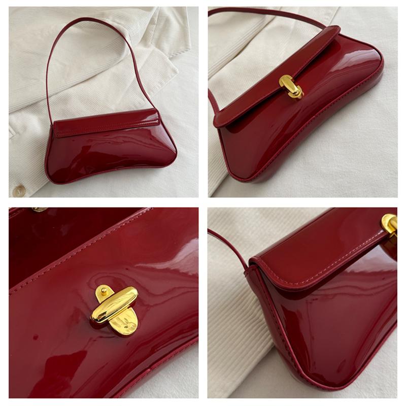 Women's Vintage Solid Color Smooth Texture Shoulder Bag Elegant PU Leather Flap Small Underarm Bag  for Dating, Outings, Parties