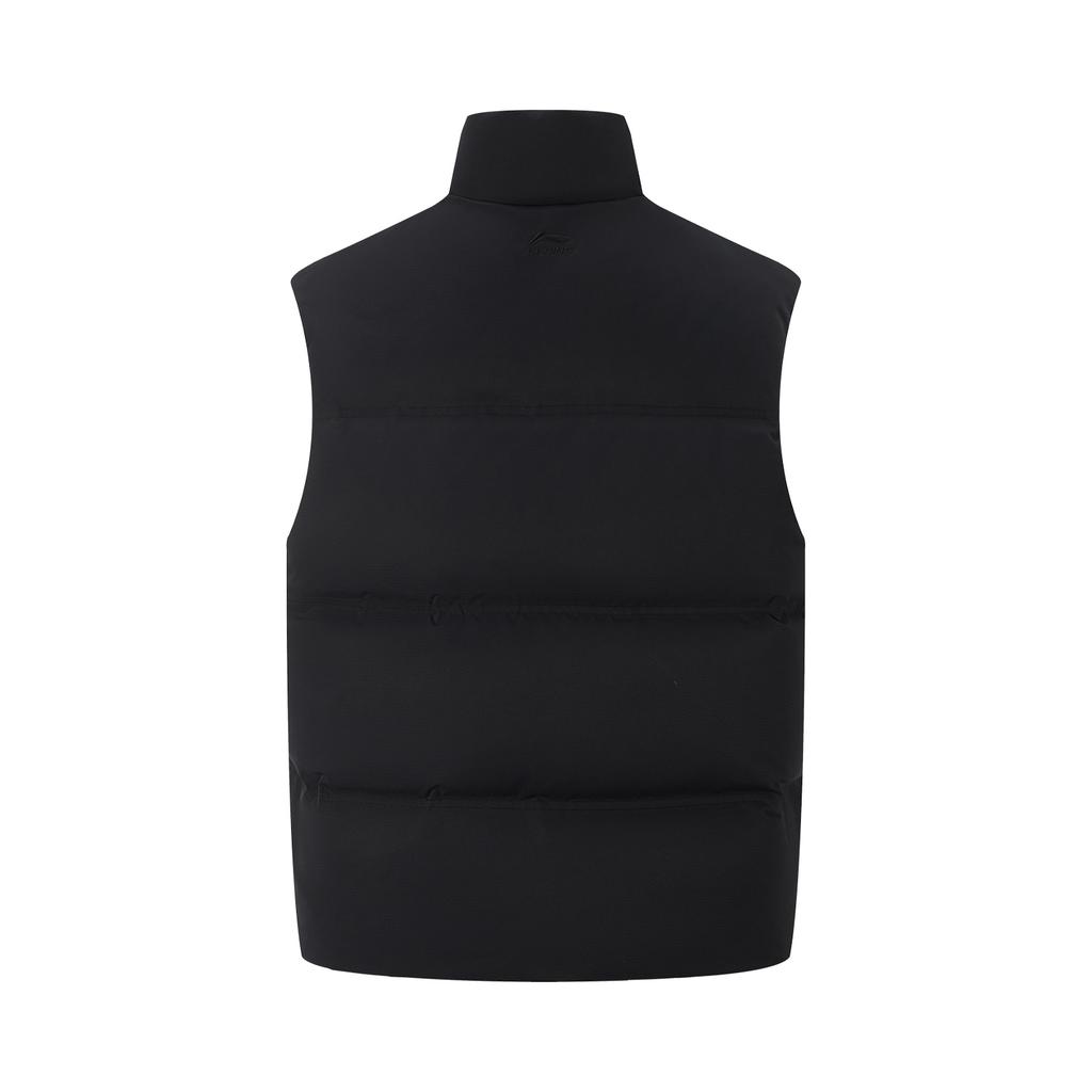 Li Ning Sports Trend Series Solid Color Loose Stand Collar Zipper Winter Versatile Casual Cold Resistant Down Vest Women Vest Black AMRU124-2