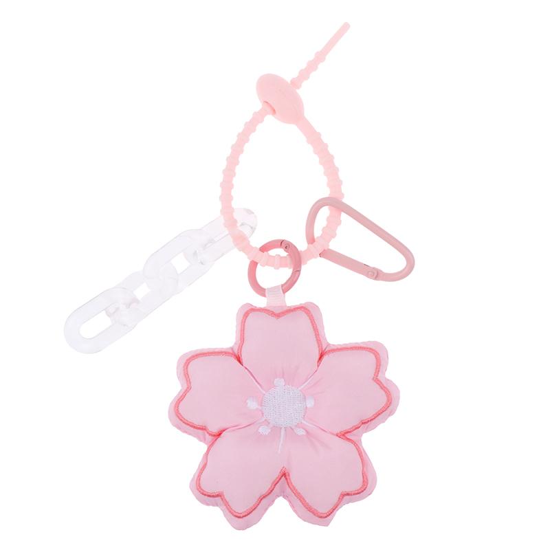 Pink Cherry Blossom Key Chain Fabric Sakura Pendant Cute Flower Key Ring Backpack Charms Car Decoration Bag Accessories