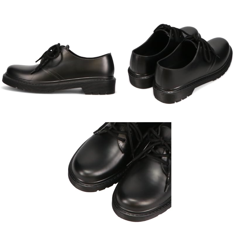 Tank sole lace-up rain shoes/Women's R-1022 BLACK-M