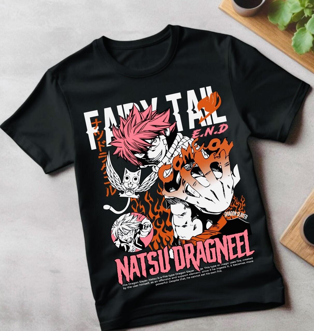 Fairy Tail T-Shirt Mens Womens Tees Top Gray Fullbuster Natsu Dragneel Girl Anime GifT Shirt Mens Womens Tees Top All Size S