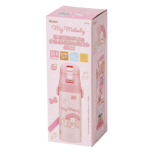 Skater Children's Water Bottle, 470ml, Direct Drinking, Sanrio My Melody Big Ribbon, Girls', Insulated, Stainless Steel, Lightweight, Sports Bottle, K