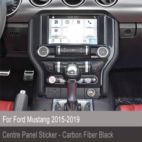 Set Carbon Fiber Car Interior CD Panel Decor Cover Trim For Ford Mustang 2015-21