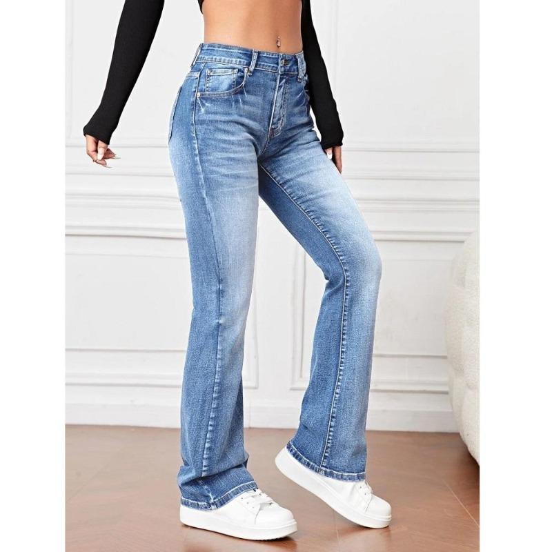 Women Stretch Denim Jeans High Waist Slim Straight Pants Ladies Long Casual Jean Pant