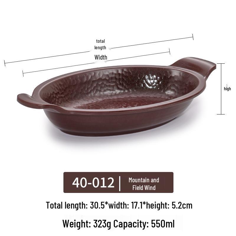 Rustykalne talerze melaminowe: Głębokie talerze z dwoma uchwytami na warzywa i flaki do restauracji z gorącym garnkiem