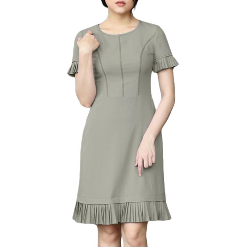 

ZANZEA Женское повседневное платье с круглым вырезом, однотонное, летнее, с коротким рукавом 3XL