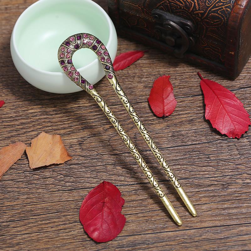 

Классическая и простая заколка-шпилька в форме буквы U для ципао, повседневная универсальная ретро-заколка, заколка для пучка, древние аксессуары для волос Ханфу для женщин