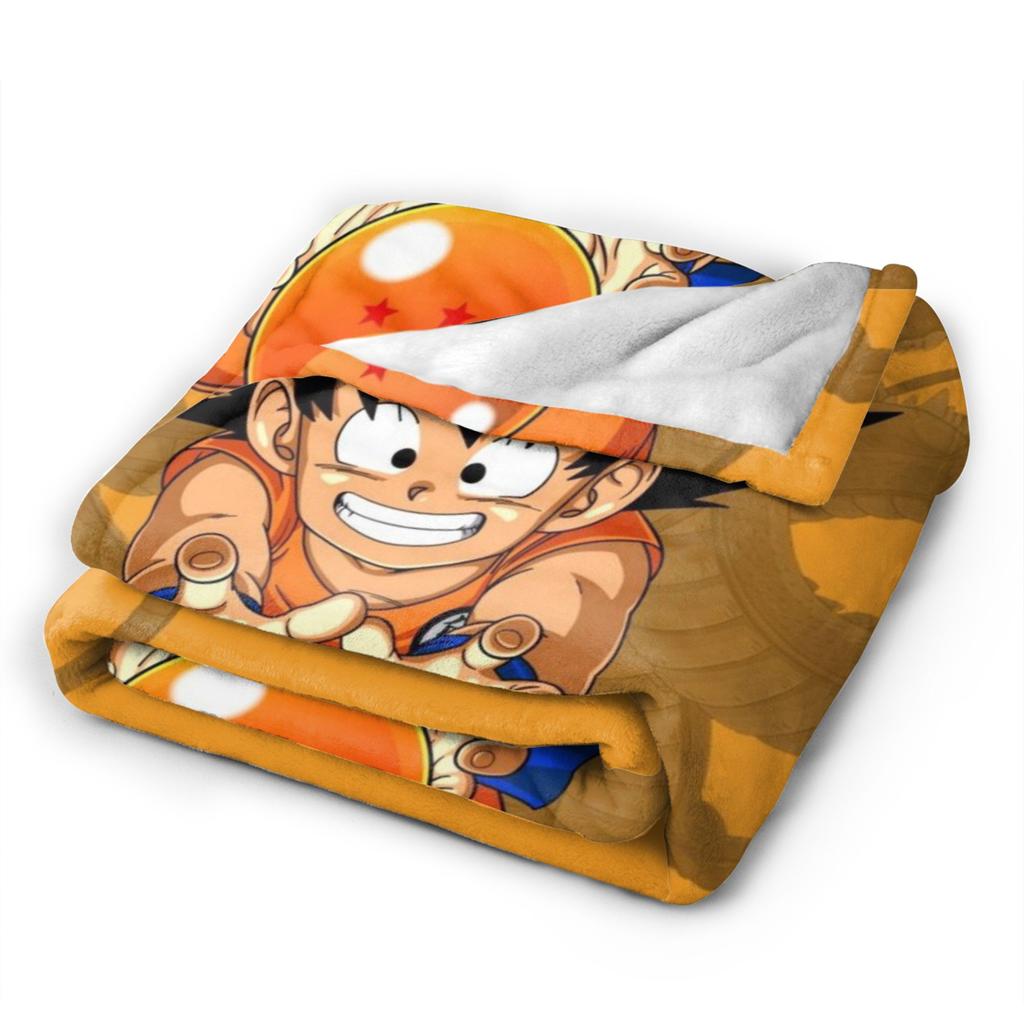 Japanese Anime Super Goku Blanket Cover Coral Fleece Plush DBZ Lightweight Throw Blankets for Car Sofa Couch Bed Rug